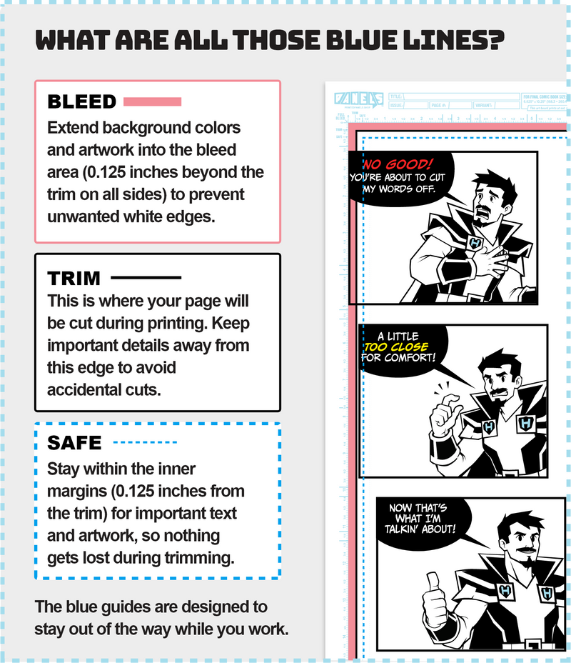 Comic art board print tips diagram